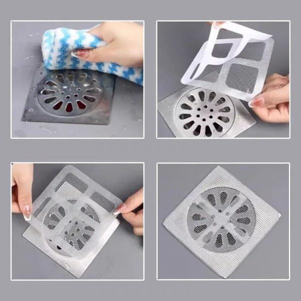 Pack of 10 Self Adhesive Sticker Drain Net for Kitchen and Bathroom