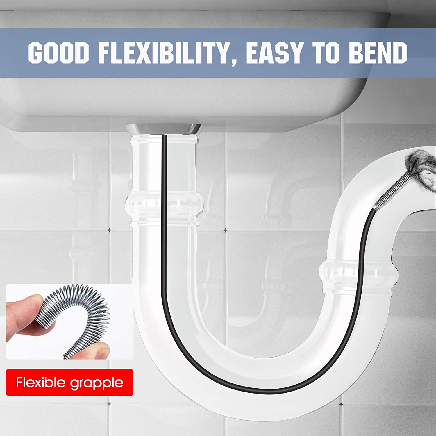 Metal Flexible 90 cm Wire Brush Hand Sink Cleaning Hook