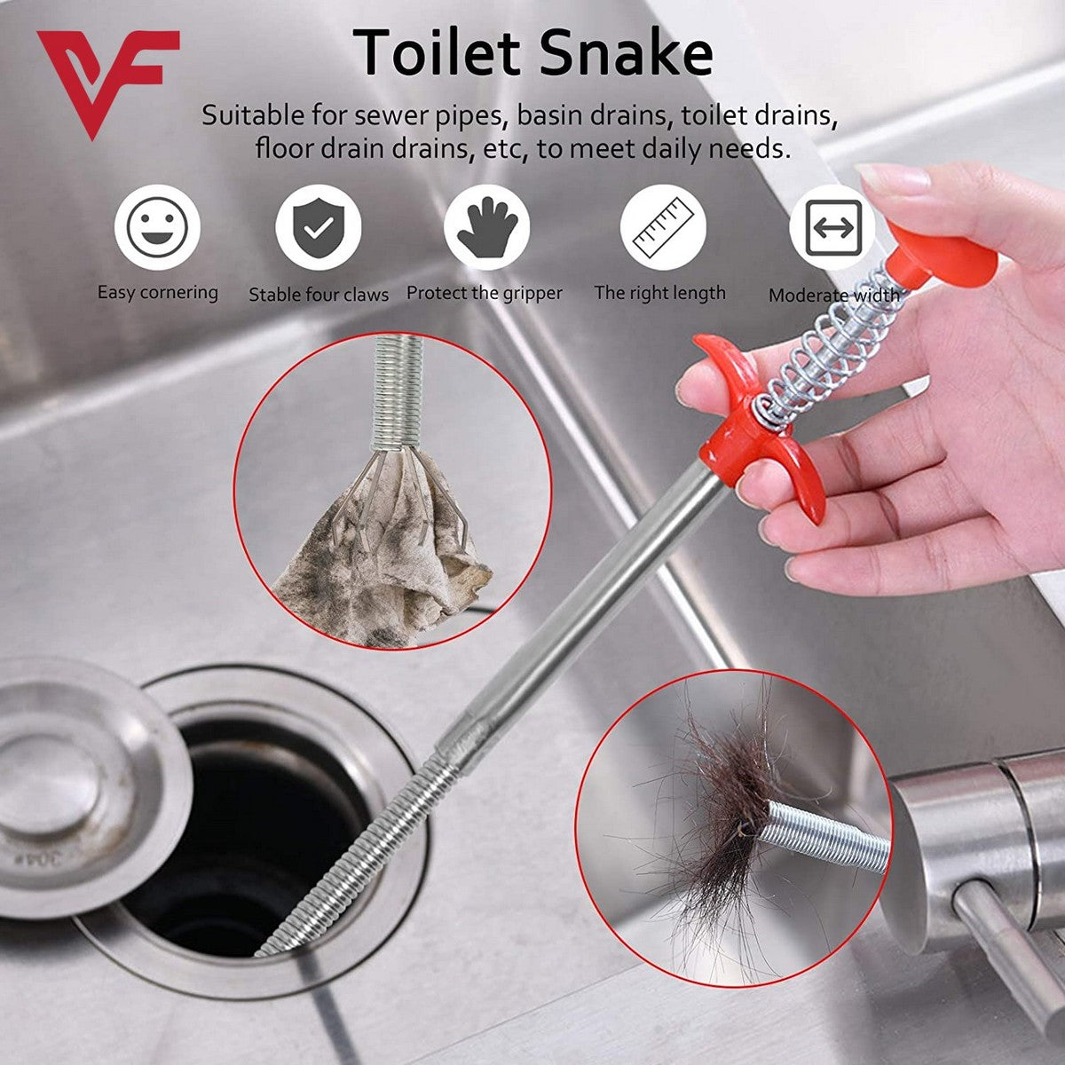 Metal Flexible 90 cm Wire Brush Hand Sink Cleaning Hook